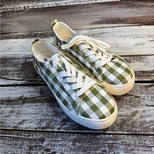 Soda Green Checkered Kids Sneakers